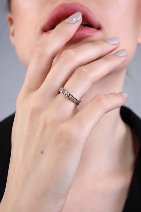Heliophilia Silver Anillo de Zirconio Plateado Ajustable
